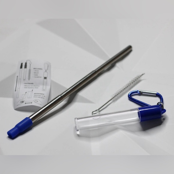 New Stainless Steel Collapsible Reusable Straws - Set of 2 - Picture 4 of 7